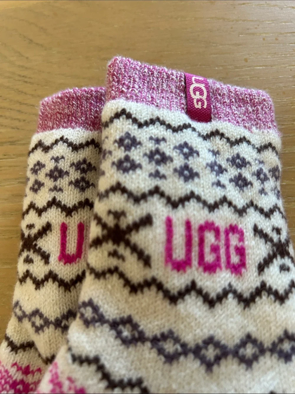 UGG®Cressida Jacquard Quarter Socks, Pink/Cream, one size NWOT